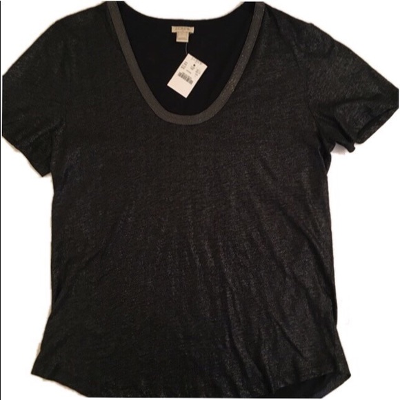 J. Crew Tops - NWT J. Crew Metallic Black Scoop Neck T-shirt